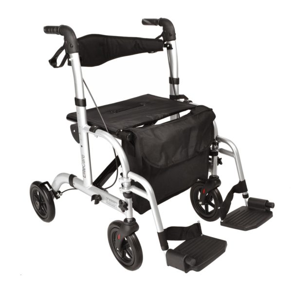 Hybrid rollator wheelchair 2 in 1